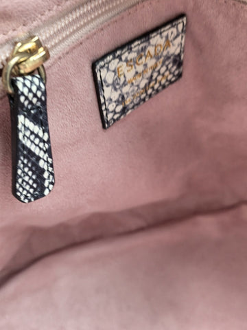 Vtg Escada Genuine Python Skin Leather Satchel Bag Italy Gold Hardware EE Logo