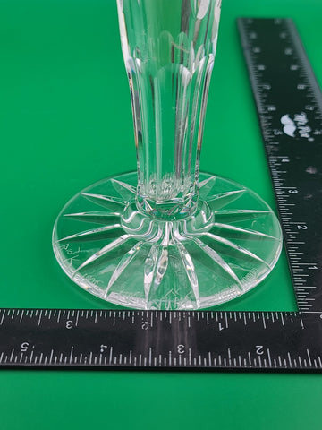 Rare William Yeoward Crystal 8" Trumpet Bud Vase Diamond Cut Fluted Rim England