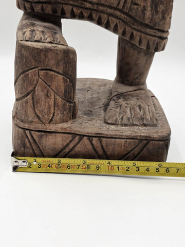 Rare Antique XL 26 In Yoruba African Wood Pregnant Lady Tribal Sculpture Nigeria