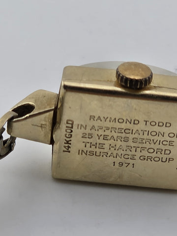 Vintage Hamilton 14K Solid Gold Ladies Watch 1971 Engraved Service Award. Read.