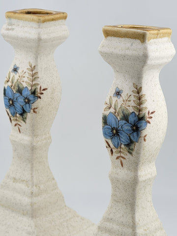 Vintage Mikasa Candlesticks Garden Club Day Dreams Blue Flowers Floral Japan