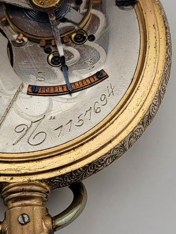 The Plan Gold Plated Swiss Pocket Watch by David Perret c.1890. W Glass Dome.
