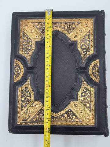 Rare Antique 1870's Illustrated Family Holy Bible W 1400 Engravings &Handwriting