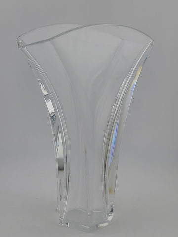 Vintage Baccarat France GINKGO Fan Sparkly Crystal Flower Bud Vase Signed 7”