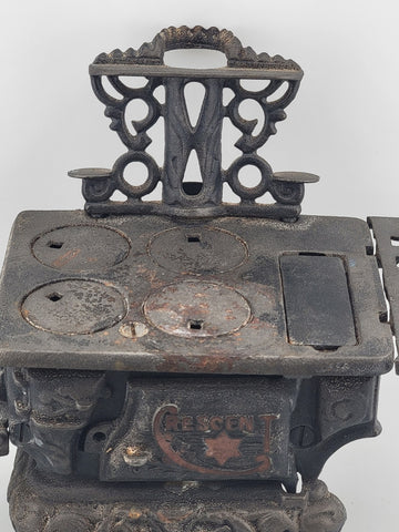 Antique Collectible Crescent Miniature Toy Cast Iron Stove Salesman Sample.