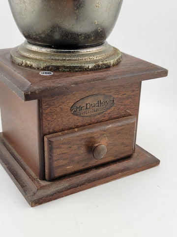 Vintage MR. DUDLEY INTERNATIONAL Wood & Metal Hand Coffee Grinder  Box Style