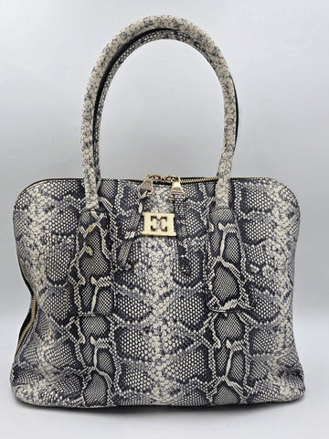 Vtg Escada Genuine Python Skin Leather Satchel Bag Italy Gold Hardware EE Logo