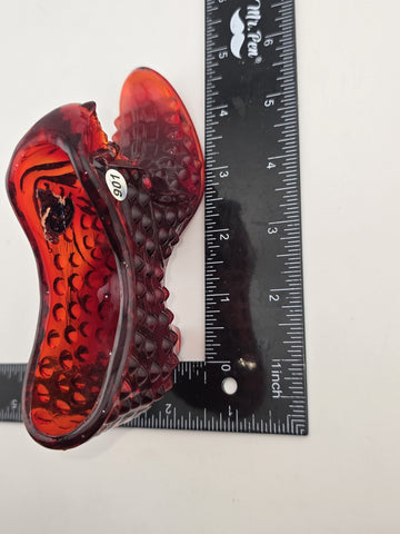 Vintage FENTON RUBY RED HOBNAIL GLASS PUSS 'n BOOTS SHOE EXCELLENT Cond.