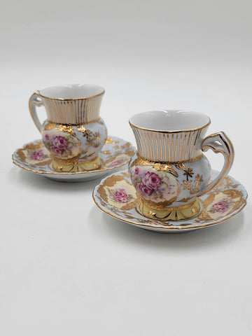 Stunning Antique Royal Vienna Ceramic Tea Service for 2 Hand Painted.