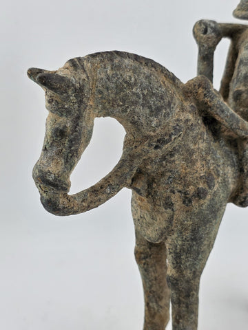 RARE ANTIQUE C 1920 EQUESTRIAN FIGURE BRONZE KOTOKO PEOPLE CHAD CENTRAL AFRICA
