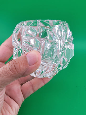 Tiffany & Co Candle Holder Rock Hand Cut Crystal Pattern Votive Tea Light 3"H