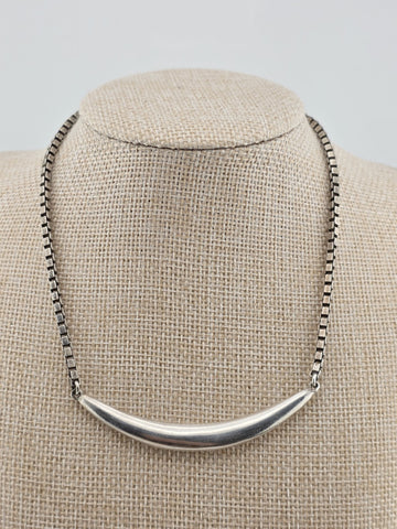 RLM STUDIO 925 Silver  Vintage Curve Pendant Box Link Chain Necklace  NE3355