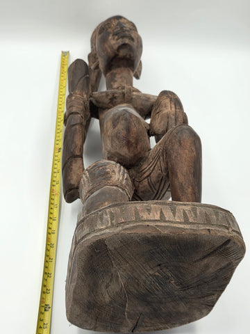 Rare Antique XL 26 In Yoruba African Wood Pregnant Lady Tribal Sculpture Nigeria