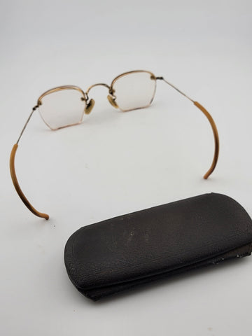 Rare Antique B&L Bausch & Lomb 1/10 12K Gold Filled Eyeglasses  1920s W Case.