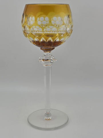 Rare Set Of 3 Vintage Barthmann Leaded Crystal Wine Cut-to-Clear Glasses.