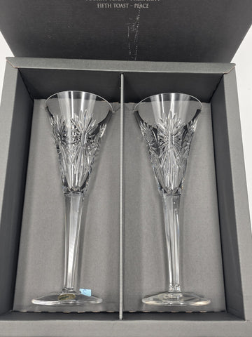 Waterford Crystal Millennium Health Toasting Flutes Pair New in Box Ireland