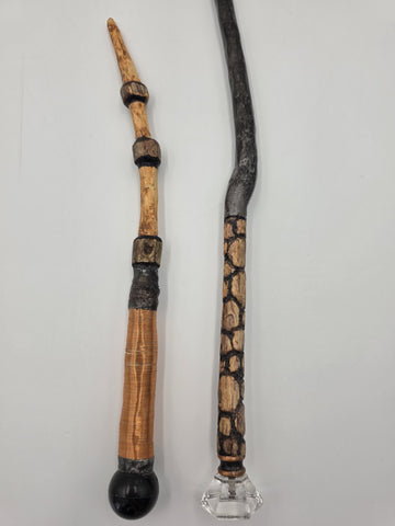 Set Of 2 Rare One Of A Kind Handmade Wooden Magic Wand Fantasy Staff Cosplay.