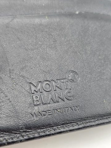 Vintage Montblanc Black Leather Bifold Wallet 14 Cc Slots. Made in Italy Snowcap