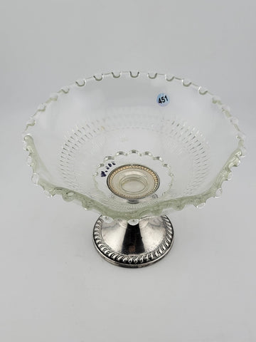 2 Antique Duchin Creation, Sterling Silver Weighted, Glass Compote Candy Bowls