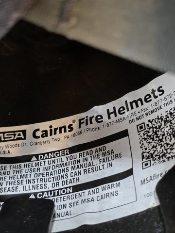 Vintage MSA Cairns 1044 2015 Yellow Firefighter Helmet Front Visor No Scratch