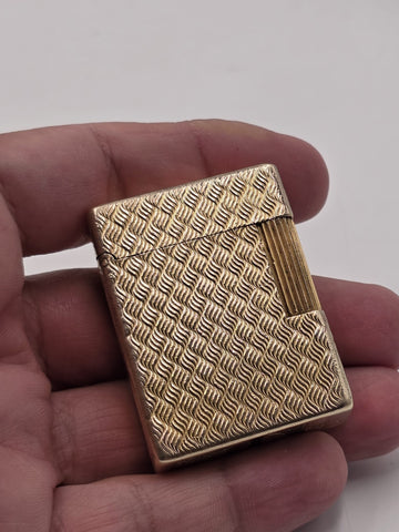 Ultra Rare Vtg S.T. Dupont Hermes Paris 20 Micron Gold Plated Lighter Guilloche