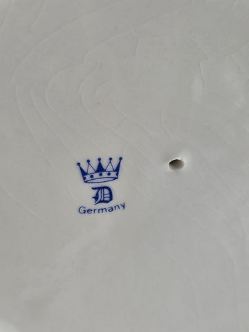 Antique C1930's Dresden Lace Porcelain Harp Lady Figurine Crown D Germany.