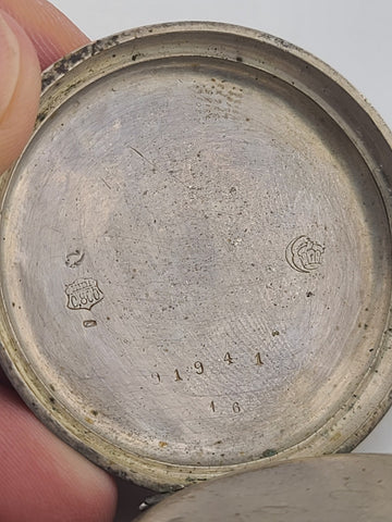 Antique French Silver Pocket Watch Cylindre 6 Rubis Running c1880. Missing Arms