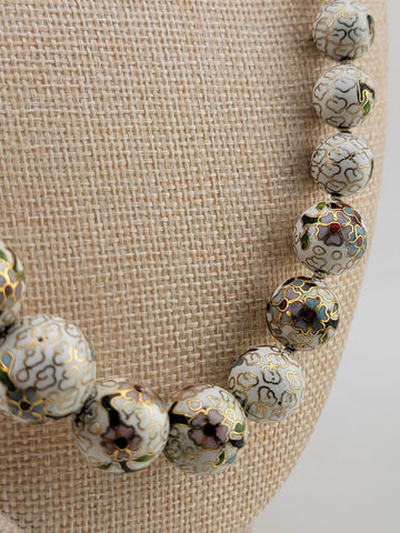 Vintage Elegent Set Of Cloisonne Accessories 2 Bracelets, Necklace & Nail Guard.