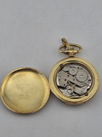Vintage French Pocket Watch Nastrix 17J Antichoc Engraved Gold Filled Case 36mm