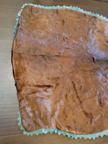 Vintage Horse Hide Lap Robe By National Fur & Tanning Co. Very Clean & Shiny.