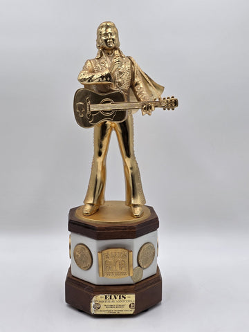 RARE EMPTY NEWM CCORMICK ELVIS PRESLEY 50TH BIRTHDAY XL 18" DECANTER MUSIC BOX