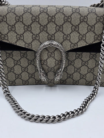 New W Tag Gucci GG Supreme Dionysus Medium Shoulder Bag with Chain Strap.