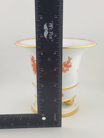 Rare Herend Hand Painted Floral Cachepot Jardiniere Ball Footed Pedestal Vase