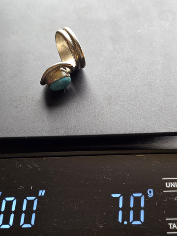 Sterling Silver Turquoise Modernist Swirl Ring 925 China Size 9 Vintage Style