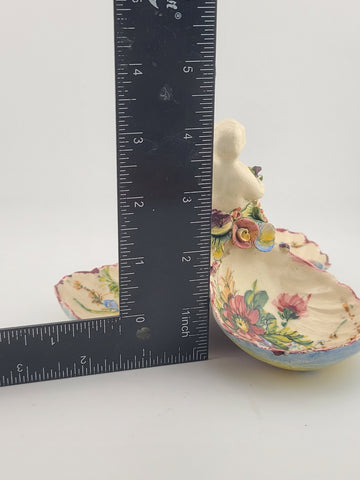 Vintage Italian Majolica Putti Cherub 3 Bowl Dish Hand Painted Faenza Style