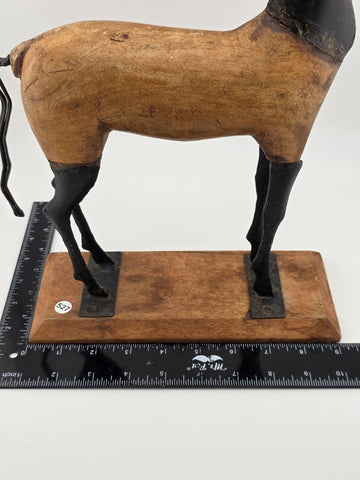 Vintage, Hand Carved Wood & Metal, Folk Art, Horse Sculpture