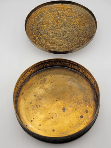 Late 19th Century Persian Islamic Middle East Silver Repousse Round Trinket Box