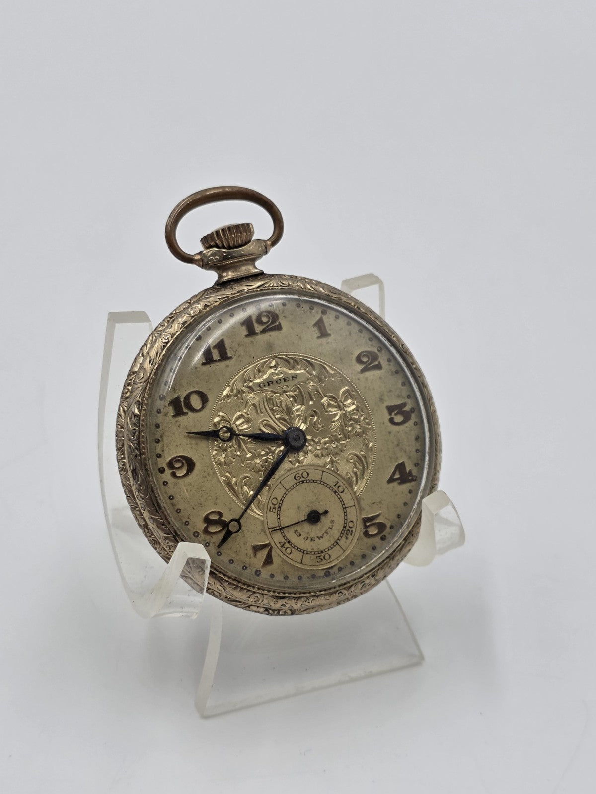 Rare Antique 1920 Gruen Guild 19  Pocket Watch GF Wadsworth Case Swiss. Works