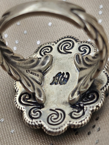 Vintage American West Sterling Silver Sleeping Beauty Turquoise Cluster Ring S10