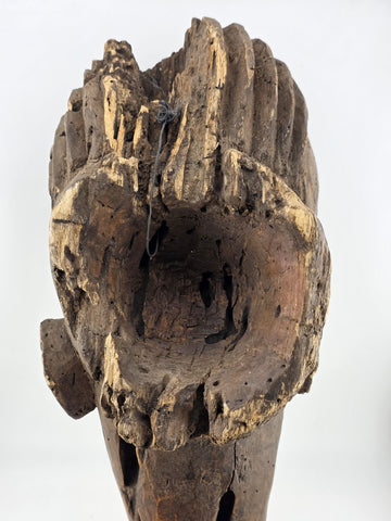 Fang Ngil Mask Gabon African Tribal Art Hand Carved Wood Kaolin Antique 1900s