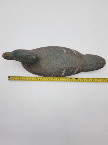 Antique C 1940s hand carved wood Folk Art swivel head drake duck decoy sculpture