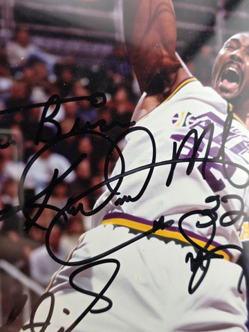 Karl Malone Signed 8x10 Photo Utah Jazz Dunk vs Pacers NBA HOF #32 Autograph