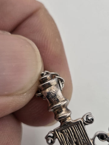 Vintage Russian Orthodox Sterling Silver Slavonic Cross Pendant & Avery Necklace