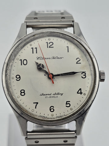 1969 Citizen Homer JNR Railway Watch Second Setting 21J Kagoshima Japan. Works.