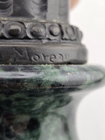 Vtg Mathurin Moreau BRONZE CUPID with LOVE Birds Marble Base Statue Sculpture