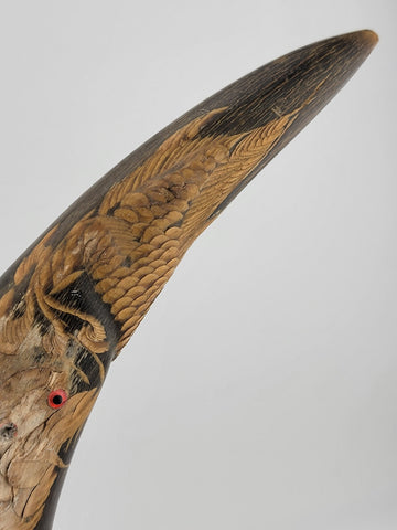19th Cent. Antique Handcarved Asian Buffalo horn with dragon and Tiger Carvings.