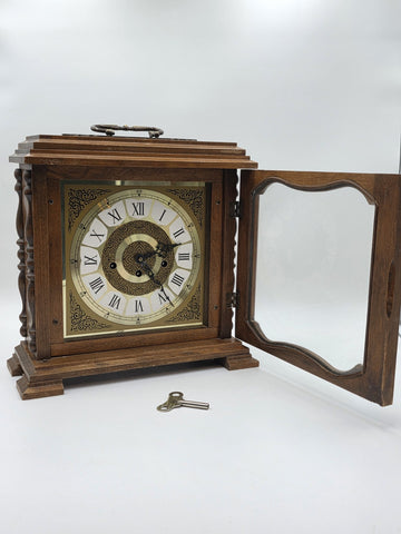 Vtg Franz Hermle 340-020 Mantel Clock W Germany 8-Day Westminster Chime Working.