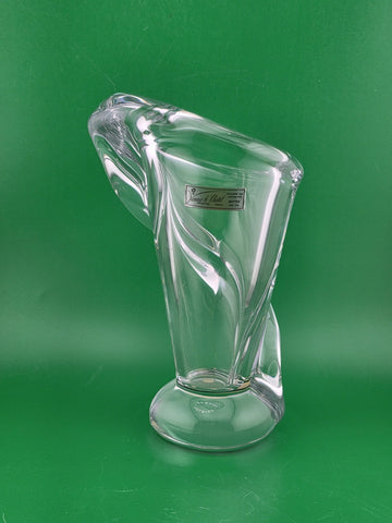 VINTAGE MCM ART VANNES LE CHATEL CALLA LILY VASE 7" CLEAR FRENCH ART GLASS