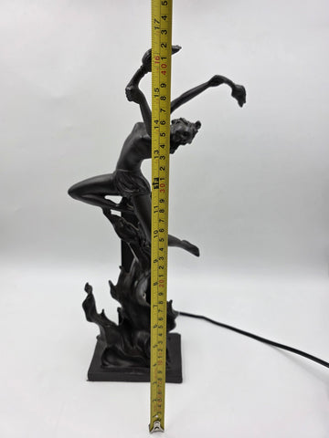 ANTIQUE ART DECO BRONZE STATUE SCULPTURE LADY FLAME LEAPER FERDINAND PRIESS LAMP