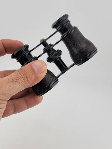 Rare 19th C Antique French Lemaire Black Leather Wrapped Opera Glasses. C 1880.